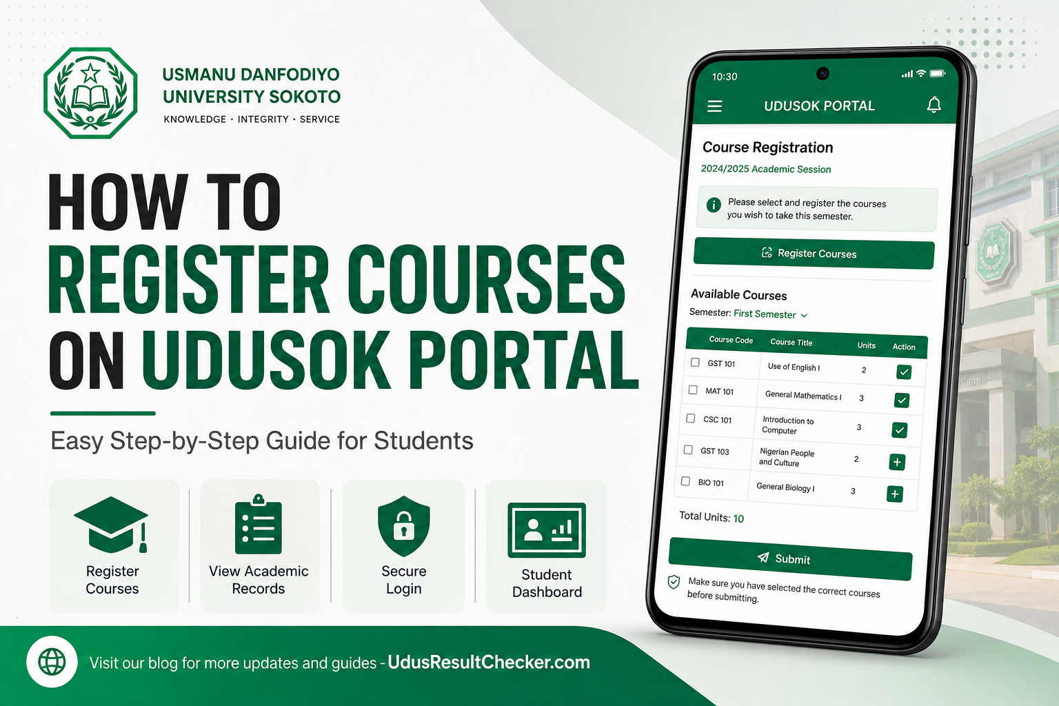 How to register courses on UDUSOK portal