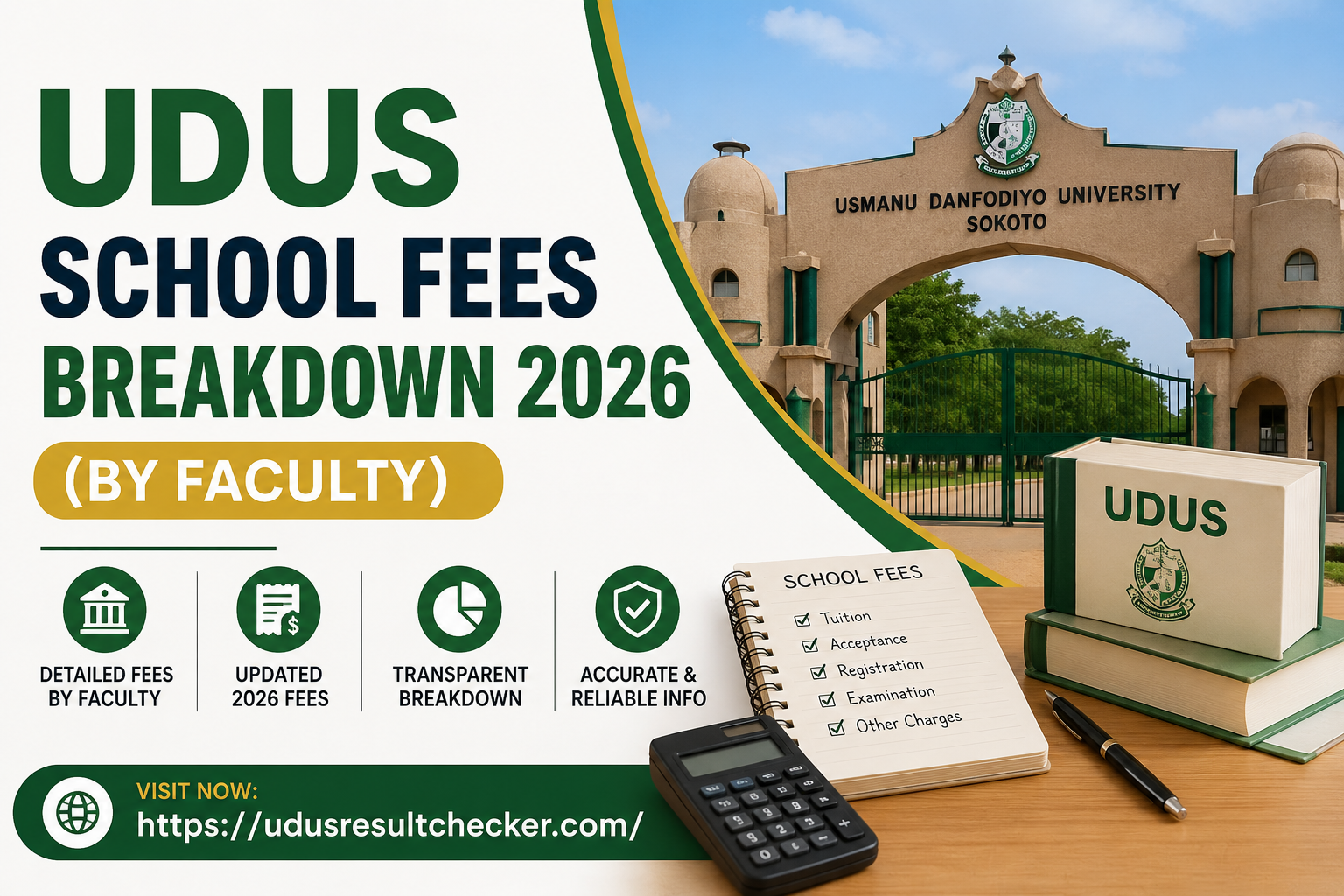 UDUS school fees breakdown 2026 by faculty